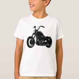 Camiseta Arte Vetorial de Moto Clássica Cruiser Preto e Bra