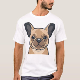 Camiseta Arte Vetorial de Retrato de Cachorro Francês Fawn 