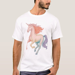 Camiseta Arte Vetorial de Unicórnio de Gravura Antiga para