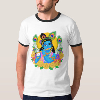 Camiseta Arte Vetorial do Divino Senhor Krishna - Flauta Es