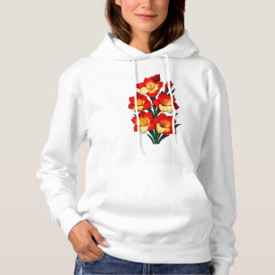 Camiseta Arte vetorial do Gladiolus Vermelho e Branco - Mod