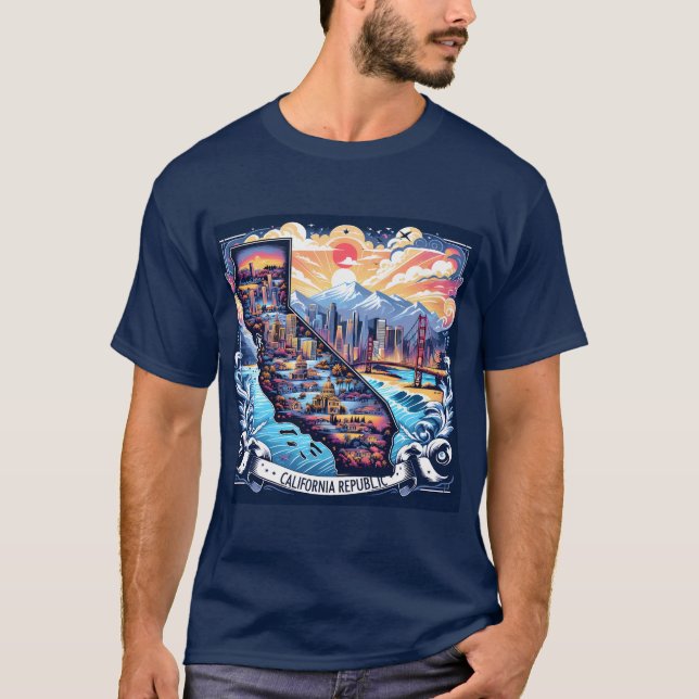 Camiseta Arte vetorial do mapa da Califórnia (Frente)