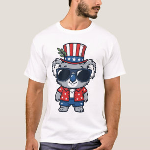 Camiseta Arte Vetorial Estilo Vintage de Coala Patriótico_1