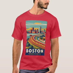 Camiseta Arte Viagens vintage de Boston Massachusetts EUA 2