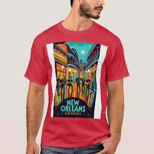 Camiseta Arte Viagens vintage de Nova Orleans Louisiana EUA