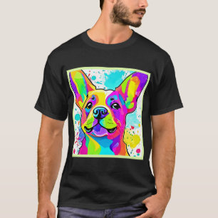 Camiseta Arte Vibrante de Cachorro Bulldog Francês