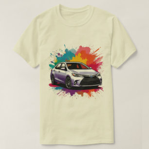 Camiseta Arte vibrante de carro esportivo com respingos de 