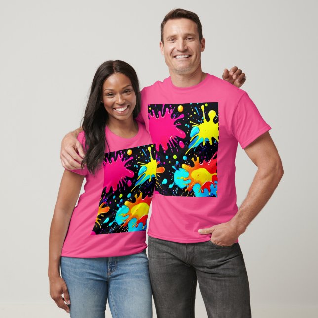 Camiseta Arte Vibrante de Explosão de Tinta (Unissex)