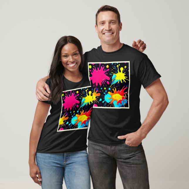 Camiseta Arte Vibrante de Salpicos de Tinta Explode (Unissex)