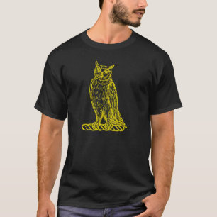 Camiseta Arte Vintage com o Brasão de Coruja Dourada Tatuad