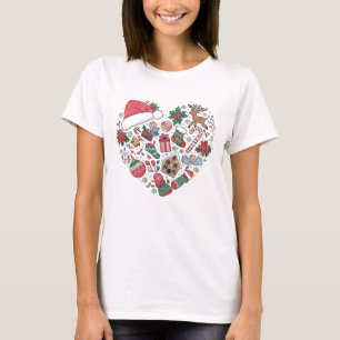 Camiseta Arte Whimsical Christmas Heart