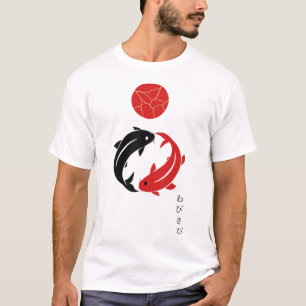 Camiseta Arte Zen Minimalista Japonês de Peixes Koi Wabi Sa