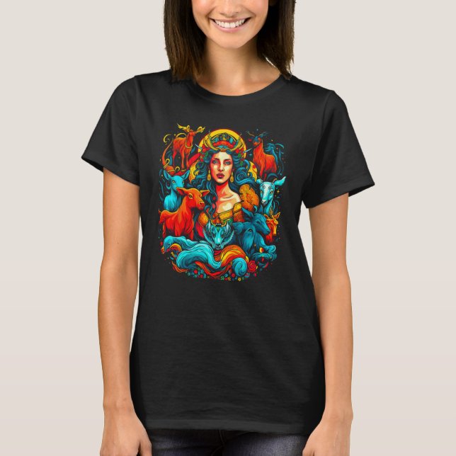 Camiseta Artemis Deusa Grega de Mitologia da Caça e Anima (Frente)