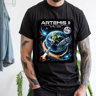 Camiseta Artemis II NASA Moon Mission Cosmic Rocket Tee