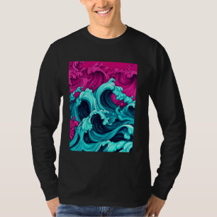 Camiseta Artes de Ondas do Oceano Vibrantes para Palavras d