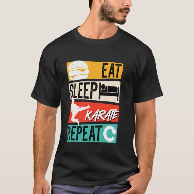 Camiseta Artes Marciais Comer Dormir Karate Repetir Shaolin (Frente)