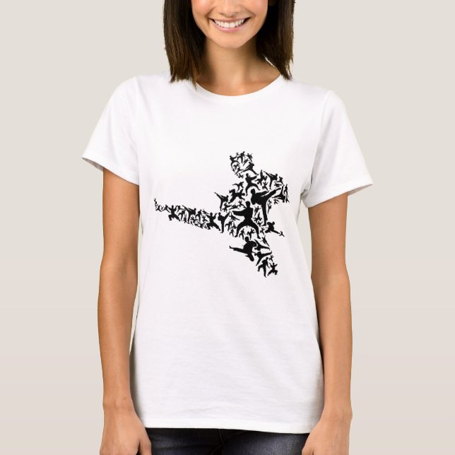 Camiseta Artes Marciais de Karatê Chute Voador Boxe Kickbox (Frente)