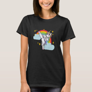 Camiseta Artes Marciais de Karatê Engraçado Unicórnio Arco-