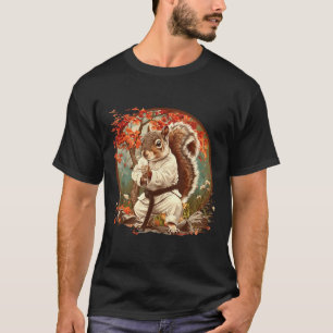 Camiseta Artes Marciais Esquilo de Outono Árvore Taekwondo