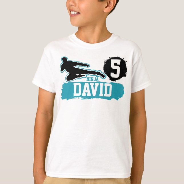 Camiseta Artes marciais Ninja Tema do Guerreiro Aniversário (Frente)