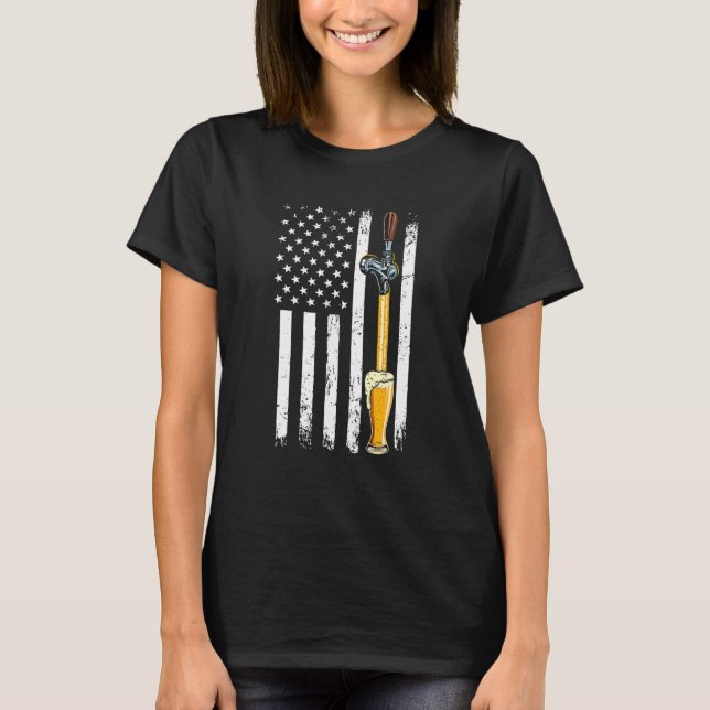 Camiseta Artesanato Beer American Flag Usa 4 de julho Brewe (Frente)