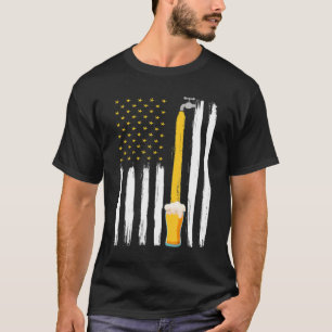 Camiseta Artesanato Beer American Flag USA 4 de julho Brewe