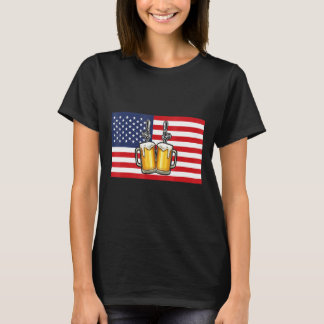 Camiseta Artesanato Beer Brewery EUA Flag 4 de julho Patrió