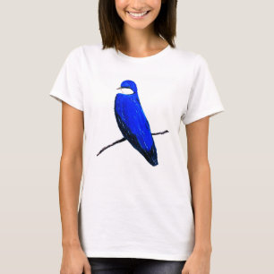 Camiseta Artesanato de Árvore de Aves Azuis