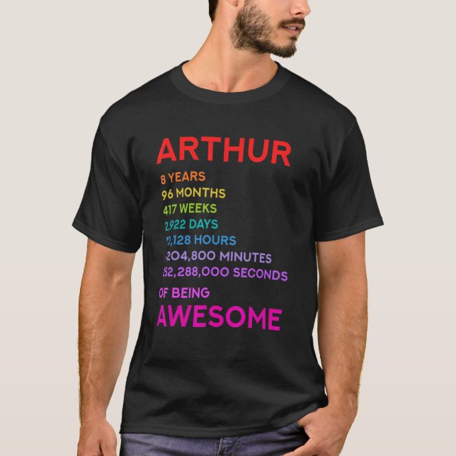 Camiseta Arthur 8th Birthday 8 Years 96 Months 417 weeks aw (Frente)