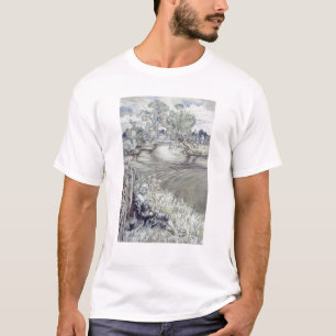 Camiseta Arthur Rackham Izaak Walton que reclina contra um