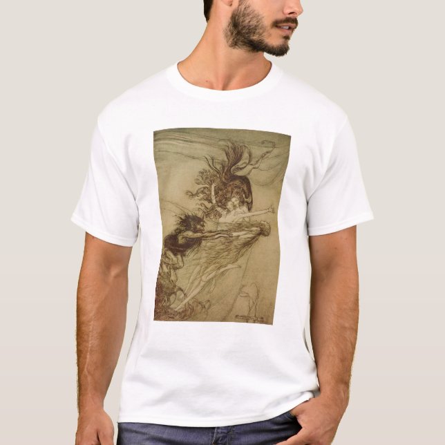 Camiseta Arthur Rackham | o Rhinemaidens que amola Alberich (Frente)