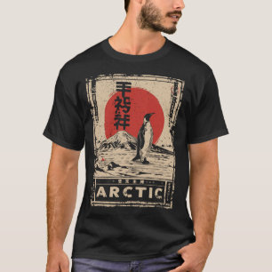 Camiseta Artic Penguin Japonês Red Sun Willife Art