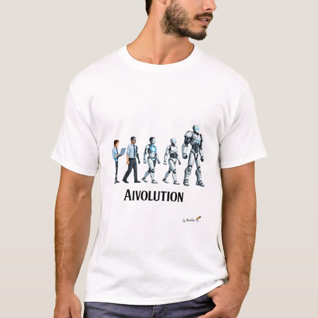 Camiseta Artificial Evolution | Futuristic AI Robot Design (Frente)