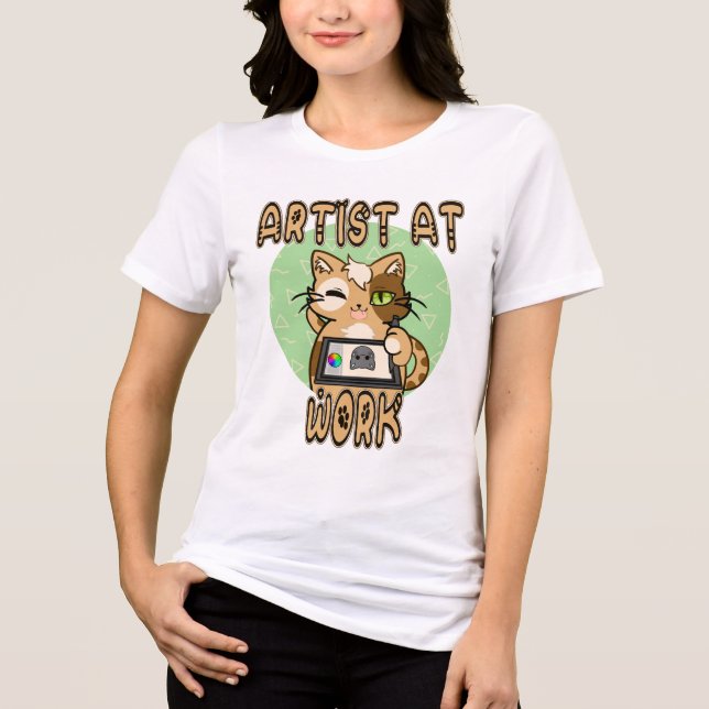 Camiseta Artist at work cute cat design (Frente)