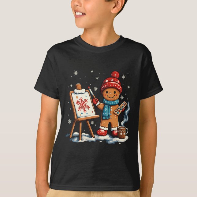 Camiseta Artist Gingerbread Painter Art Teacher Student Chr (Frente)