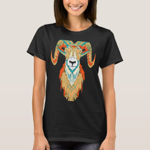 Camiseta Artista Big Horn Sheep Head 80s Vibe Sketch G