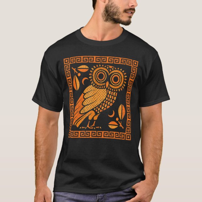 Camiseta Artista Cerâmico Da Grécia De Bateria Coruja Grega (Frente)