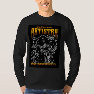 Camiseta Artista Corporal, Maori Warrior posando em garagem