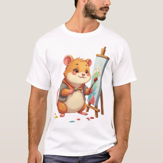 Camiseta Artista de Hamster - Camisa-T criativa de pele fin (Frente)
