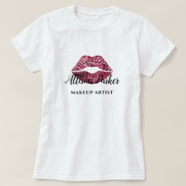 Camiseta Artista de Maquiagem do Lip do Beijo Vermelho Mode