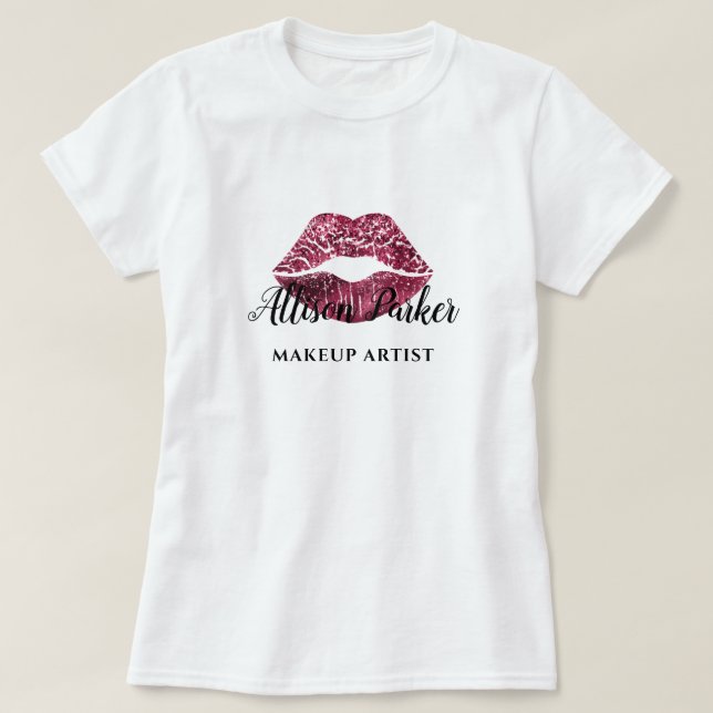 Camiseta Artista de Maquiagem do Lip do Beijo Vermelho Mode (Frente do Design)