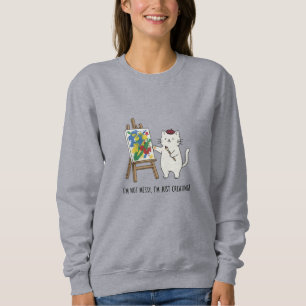 Camiseta Artista Engraçado De Gato Com Design De Pincel