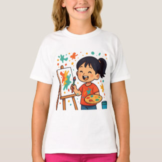 Camiseta Artista Pequena Criativa Menina – Pintura Colorida