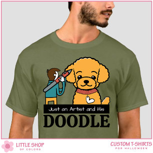 Camiseta Artista Personalizado de Cachorro Doodle Dourado M