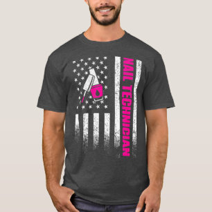 Camiseta Artista técnico Nail Technician Flag Pink Nail