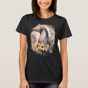 Camiseta Artista Turiano Cropical Bird Flower Crown Pet Bir