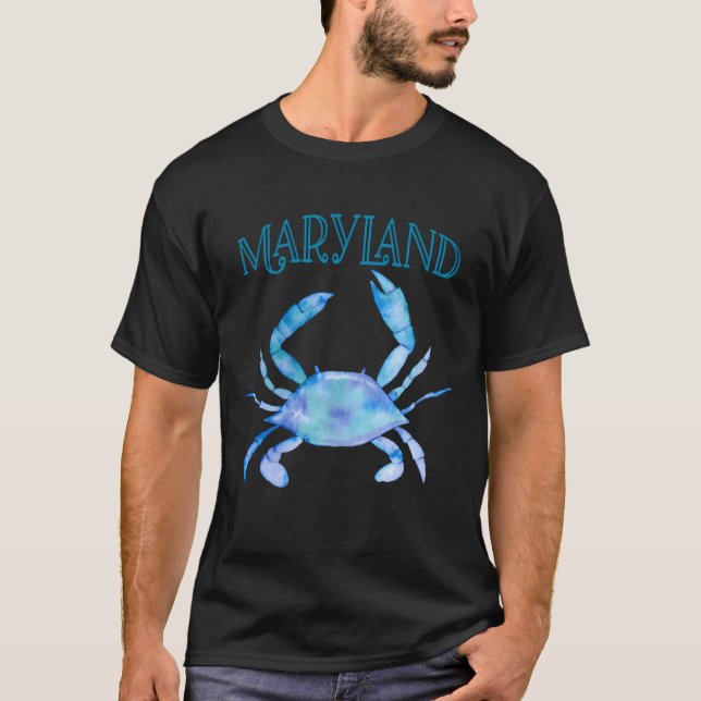 Camiseta Artista Watercolor Maryland Blue Crab (Frente)