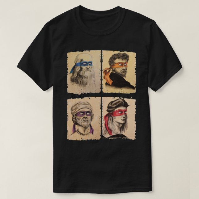 Camiseta Artistas Italianos Engraçados Tartarugas Arte Aman (Frente do Design)