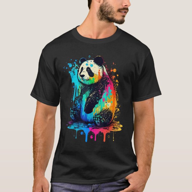 Camiseta Artistic Colorful Pop painted Panda (Frente)