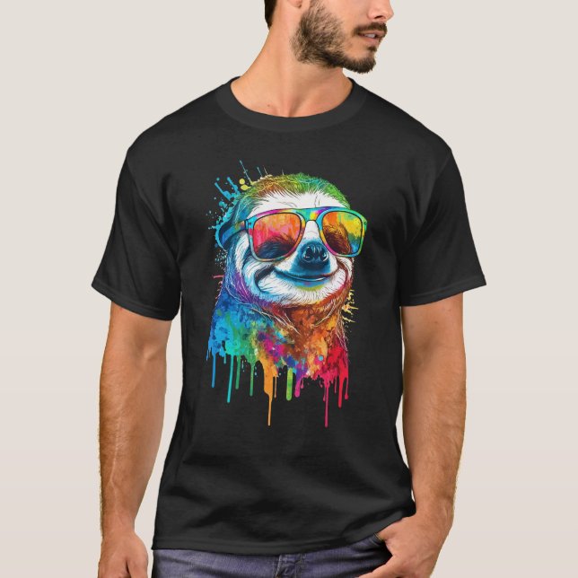Camiseta Artistic Colorful Pop painted Sloth (Frente)